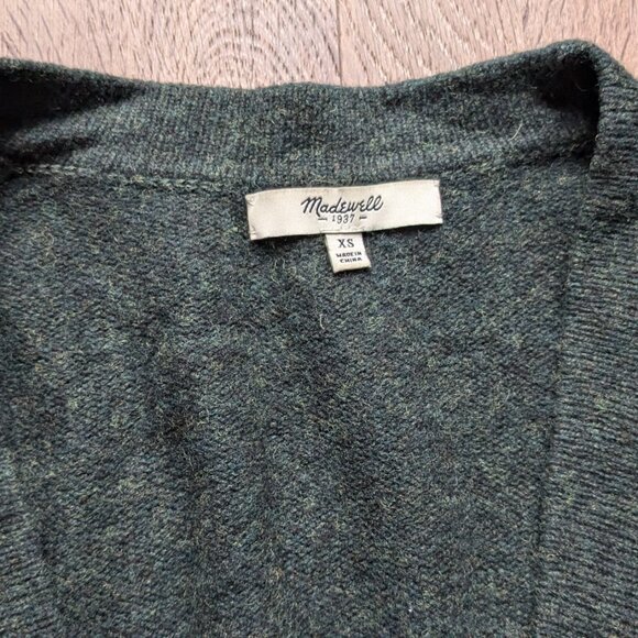 Deep Green Madewell V-Neck Long Cardigan Grandpa Professor Style XS - Picture 3 of 7